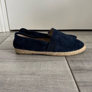 Navy Faux Suede Espadrille Loafers